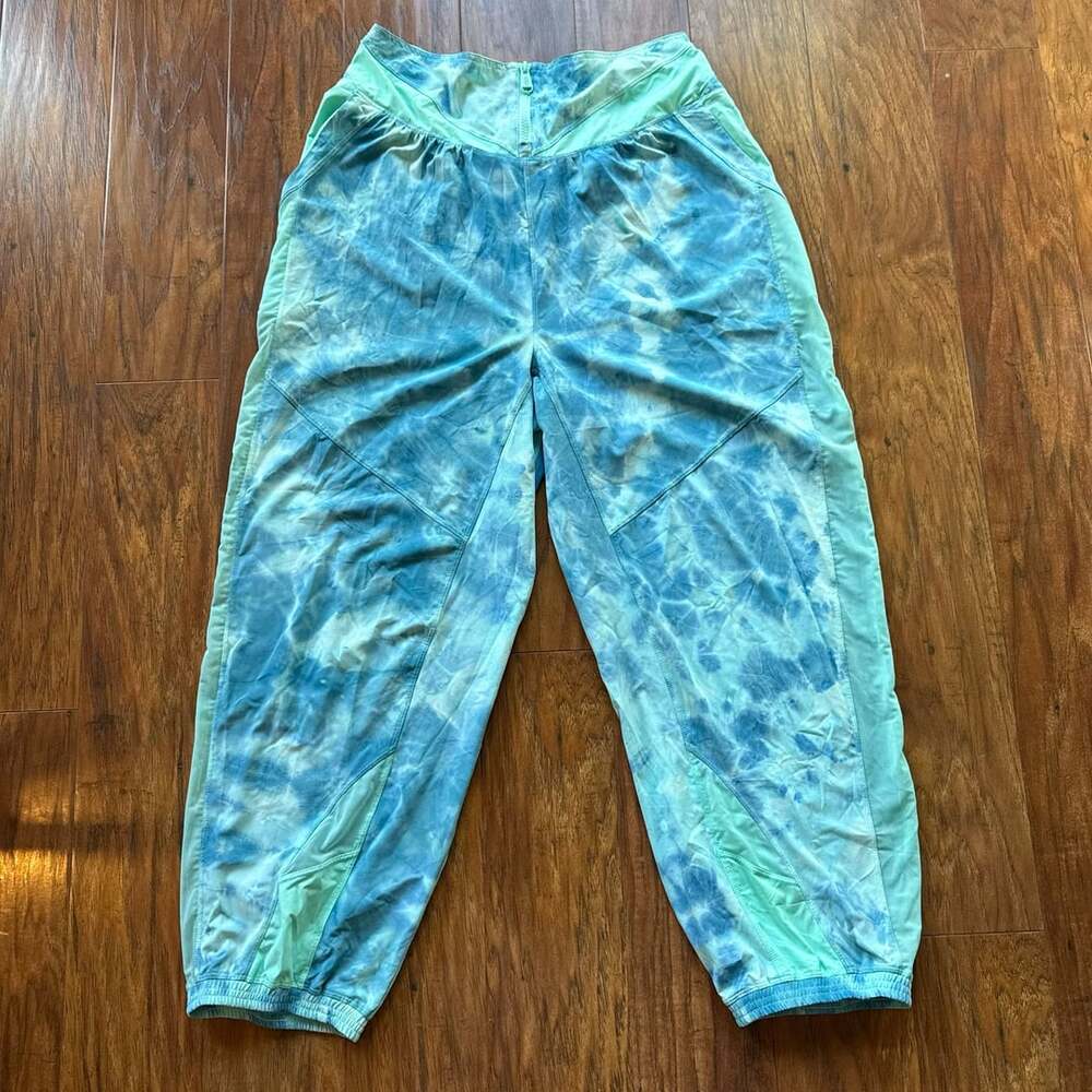 Free People FP Movement The Way Home Printed Joggers Tie Dye Blue Mint Pants L